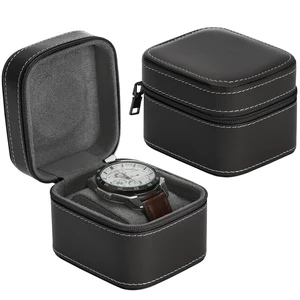 Single Watch Box, Small Watch Travel Cases for Men Women, Portable Zipper Wristwatches Storage Holder Boxes with Removable Pillow (Black) Single Watch Box, Small Watch Travel Cases for Men Women, Portable Zipper Wristwatches Storage Holder Boxes with Removable Pillow (Black)
