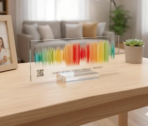 Sound Gifts Sound Wave Art Custom Sound Wave 3D Print Personal Voice Message or Sound Clip with Photo on Premium Clear Acrylic Glass Block 8"x3" Sound Gifts Sound Wave Art Custom Sound Wave 3D Print Personal Voice Message or Sound Clip with Photo on Premium Clear Acrylic Glass Block 8"x3"