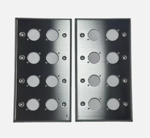 (2) Two Quad Gang Wall Plate Eight XLR Male/Female "D" Stainless Steel (2) Two Quad Gang Wall Plate Eight XLR Male/Female "D" Stainless Steel
