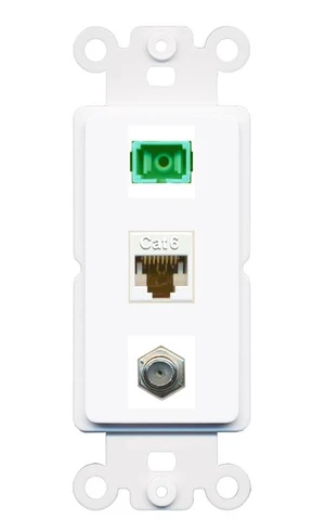1 Port Fiber Optic Jack SC Simplex APC + Cat6 + Coax Wall Plate - Rocker White 1 Port Fiber Optic Jack SC Simplex APC + Cat6 + Coax Wall Plate - Rocker White