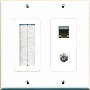Brush Coax Shielded Cat6 Wall Plate White Brush Coax Shielded Cat6 Wall Plate White
