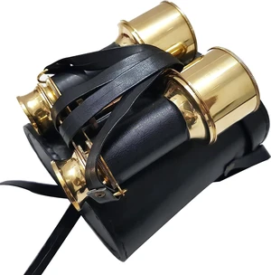 Shiny Brass Leather-Wrapped Nautical Binoculars Brass & Leather, 15x Magnification, 7 In. Extended, Black Leather Box Included, Pirate Collectible, Nautical Decor Shiny Brass Leather-Wrapped Nautical Binoculars Brass & Leather, 15x Magnification, 7 In. Extended, Black Leather Box Included, Pirate Collectible, Nautical Decor