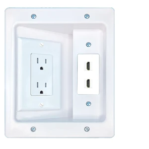 2 HDMI Recessed Wall Plate Cable Concealer Management Kit with Power Outlet Hides Cords and Cables 2 HDMI Recessed Wall Plate Cable Concealer Management Kit with Power Outlet Hides Cords and Cables
