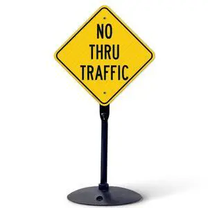 No Thru Traffic Sign, (SI-72817) 18x18 Inches, 3M EGP Reflective with Post & Cast Iron Base Stand Set Made in USA by No Thru Traffic Sign, (SI-72817) 18x18 Inches, 3M EGP Reflective with Post & Cast Iron Base Stand Set Made in USA by