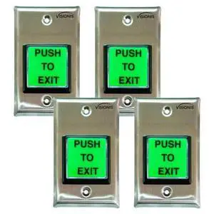 4 Pack FPC-7492 VIS-7000 Green Square Push to Exit Button Stainless Steel for Door Access Control with LED Light, NC, COM and NO Outputs 4 Pack FPC-7492 VIS-7000 Green Square Push to Exit Button Stainless Steel for Door Access Control with LED Light, NC, COM and NO Outputs