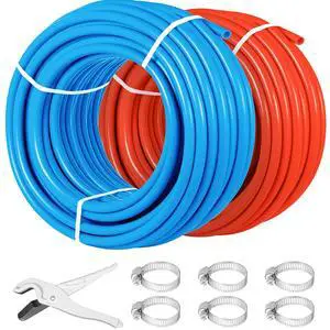 PEX Tubing Oxygen Barrier - 2 Rolls of 1/2 Inch X 300 Feet Tube Coil - EVOH PEX-B Pipe for Residential Commercial Radiant Floor Heating Pex Pipe (1/2" O2-Barrier, 2x300Ft/Red+Blue) PEX Tubing Oxygen Barrier - 2 Rolls of 1/2 Inch X 300 Feet Tube Coil - EVOH PEX-B Pipe for Residential Commercial Radiant Floor Heating Pex Pipe (1/2" O2-Barrier, 2x300Ft/Red+Blue)