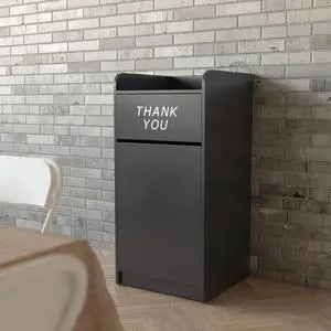 Sean Laminate Wood Tray-Top Trash Receptacle in Black Sean Laminate Wood Tray-Top Trash Receptacle in Black