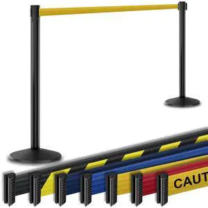 Commercial-Grade Stanchion 2-Pack by RETRACTA-Belt Prime (Model P101SB) 10 Retractable Belt Barrier - Heavy Base Crowd Control Barrier (Black Post w/Yellow Belt) Commercial-Grade Stanchion 2-Pack by RETRACTA-Belt Prime (Model P101SB) 10 Retractable Belt Barrier - Heavy Base Crowd Control Barrier (Black Post w/Yellow Belt)