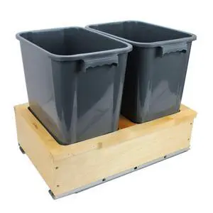 Dowell B21 Wood Base Wastebasket Pullout with Two 35Qt Plastic Bins (4008 0221-35 * 2) Dowell B21 Wood Base Wastebasket Pullout with Two 35Qt Plastic Bins (4008 0221-35 * 2)