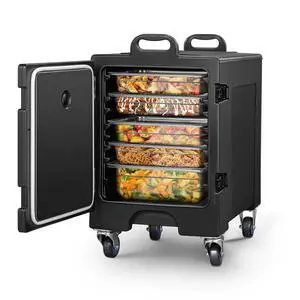 Catering Food Warmer, 82Qt Front Loading Hot Box for Catering, LLDPE Insulated Food Pan Carrier for 5 Full-Size Pan, w/Wheels, Stackable, Handles, Hot Box Food Warmer for Camping, Restaurant Catering Food Warmer, 82Qt Front Loading Hot Box for Catering, LLDPE Insulated Food Pan Carrier for 5 Full-Size Pan, w/Wheels, Stackable, Handles, Hot Box Food Warmer for Camping, Restaurant