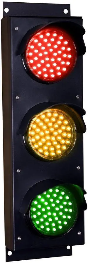 LED 3 Light Red/Yellow/Green LED Traffic Signal Light 4 inch Diameter Lens, 110/220 VAC, Mounting Brackets, Industrial Stop Go Light, Ready to Wire (Power Cord and Controls NOT Included) LED 3 Light Red/Yellow/Green LED Traffic Signal Light 4 inch Diameter Lens, 110/220 VAC, Mounting Brackets, Industrial Stop Go Light, Ready to Wire (Power Cord and Controls NOT Included)