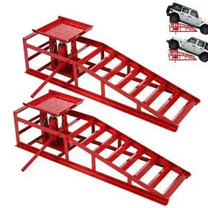 2 Pcs Hydraulic Car Ramps, 5 Ton Heavy Duty Steel Car Lift Ramps with Hydraulic Jack for Oil Changes & Truck Repair, 9" - 15" High Lift, Low Profile Vehicle Lift Service Ramps Truck Trailer(Red) 2 Pcs Hydraulic Car Ramps, 5 Ton Heavy Duty Steel Car Lift Ramps with Hydraulic Jack for Oil Changes & Truck Repair, 9" - 15" High Lift, Low Profile Vehicle Lift Service Ramps Truck Trailer(Red)