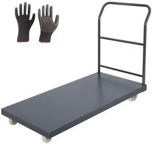 Heavy Duty Flatbed Cart 60"x30" Platform Truck, 2000 lbs Capacity Steel Hand Truck with 4 Swivel Wheels, Industrial Utility Push Cart for Warehouse, Garage, and Moving Supplies Heavy Duty Flatbed Cart 60"x30" Platform Truck, 2000 lbs Capacity Steel Hand Truck with 4 Swivel Wheels, Industrial Utility Push Cart for Warehouse, Garage, and Moving Supplies