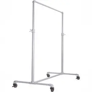 Pipeline Adjustable Ballet Bar Rack, Rolling Clothing Display with Vintage Style and Adjustable Height, Gloss White Pipeline Adjustable Ballet Bar Rack, Rolling Clothing Display with Vintage Style and Adjustable Height, Gloss White
