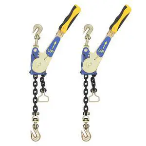 Ratcheting Chain Binder Kit, Easy Ratchet Chain Binder with Grab Working Load Tie Down Hooks Heavy Duty Tie Down Ratchet Load Binder for Trucks & Flatbed Trailers (5/16" - 3/8", 2 Pack) Ratcheting Chain Binder Kit, Easy Ratchet Chain Binder with Grab Working Load Tie Down Hooks Heavy Duty Tie Down Ratchet Load Binder for Trucks & Flatbed Trailers (5/16" - 3/8", 2 Pack)