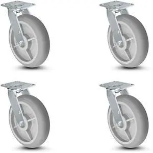 8"x2" Swivel Casters-2800lbs Set for Drywall/Sheetrock Carts & Dollies, Durable TPR Wheels, Secure Maneuverability | Made in USA 8"x2" Swivel Casters-2800lbs Set for Drywall/Sheetrock Carts & Dollies, Durable TPR Wheels, Secure Maneuverability | Made in USA