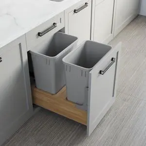 Dowell B18/B21 Wood Base Wastebasket Pullout with Two 35Qt Plastic Bins (4008 0218 35 * 2) Dowell B18/B21 Wood Base Wastebasket Pullout with Two 35Qt Plastic Bins (4008 0218 35 * 2)