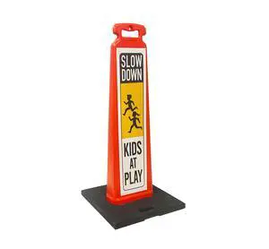 SLOW DOWN KIDS AT PLAY Vertical Panel Sign Kit, Double-sided, Reflective sheeting. Vertical Panel & 20lb Base (Sign and base ship separately) SLOW DOWN KIDS AT PLAY Vertical Panel Sign Kit, Double-sided, Reflective sheeting. Vertical Panel & 20lb Base (Sign and base ship separately)