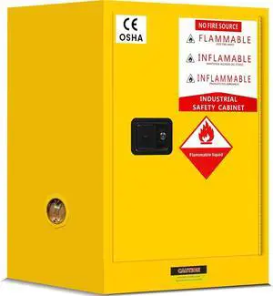 16 Gallon Flammable Storage Cabinet, 24" H x 19" W x 19" D Thickened Galvanized Steel Flammable Safety Cabinet, Fire Safety with Adjustable Shelf, for Industrial and Home Use 16 Gallon Flammable Storage Cabinet, 24" H x 19" W x 19" D Thickened Galvanized Steel Flammable Safety Cabinet, Fire Safety with Adjustable Shelf, for Industrial and Home Use
