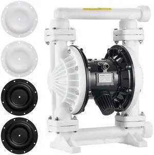 Air Operated Double Diaphragm Pump, 25 GPM, 1 inch Inlet & Outlet Pneumatic Waste Oil Transfer Pump, Max 100 PSI, Polypropylene Body, Air-Operated for Diesel, Grease, Kerosene, Gasoline & Oil Air Operated Double Diaphragm Pump, 25 GPM, 1 inch Inlet & Outlet Pneumatic Waste Oil Transfer Pump, Max 100 PSI, Polypropylene Body, Air-Operated for Diesel, Grease, Kerosene, Gasoline & Oil