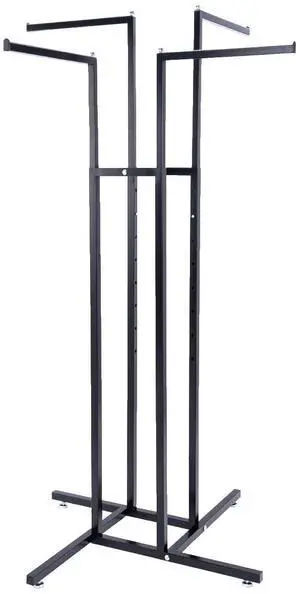 4 Way Clothing Display Rack with Straight Arms (Black) 4 Way Clothing Display Rack with Straight Arms (Black)