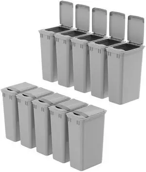 Dowell 10 Pack 50Qt Gray Square Plastic Trash Can with Lid, Stackable Fits Under Sink or Desk, for Office, Kitchen, Bathroom, or Yard (12.5Gal, 4400 50 04+L) (10) Dowell 10 Pack 50Qt Gray Square Plastic Trash Can with Lid, Stackable Fits Under Sink or Desk, for Office, Kitchen, Bathroom, or Yard (12.5Gal, 4400 50 04+L) (10)
