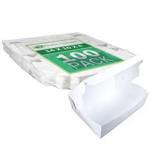 SCT White Window Bakery Boxes with Tuck-in Lid, 10 x 14 x 4, White, Paper, 100/Carton SCT White Window Bakery Boxes with Tuck-in Lid, 10 x 14 x 4, White, Paper, 100/Carton
