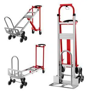 3 in 1 Convertible Aluminum Hand Truck Dolly Cart, 800Lbs Capacity, Stair Climbing Utility Trolley Platform Cart for Transport and Moving in Home, Office, Warehouse, Supermarket, Red+Silver 3 in 1 Convertible Aluminum Hand Truck Dolly Cart, 800Lbs Capacity, Stair Climbing Utility Trolley Platform Cart for Transport and Moving in Home, Office, Warehouse, Supermarket, Red+Silver