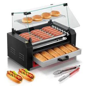 Hot Dog Roller with Bun Warmer, 7 Rollers 18-24 Hot Dogs Capacity, 1250W Stainless Steel Hot Dog Machine with Dust Cover, 3 Temp Control, Removable Oil Drip Tray, for Home & Commercial Hot Dog Roller with Bun Warmer, 7 Rollers 18-24 Hot Dogs Capacity, 1250W Stainless Steel Hot Dog Machine with Dust Cover, 3 Temp Control, Removable Oil Drip Tray, for Home & Commercial