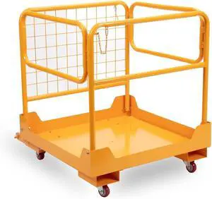 36"x36" Steel Forklift Safety Cage with 4 Wheels, 1150LBS Capacity Heavy Duty Forklift Man Basket for Aerial Work Lifting Loader 36"x36" Steel Forklift Safety Cage with 4 Wheels, 1150LBS Capacity Heavy Duty Forklift Man Basket for Aerial Work Lifting Loader