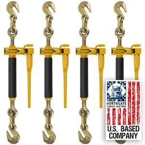 Peerless QuikBinder Plus 5/16-3/8" Ratchet Load Binders - 7,100 lbs WLL, Heavy-Duty, S.A.E. & DOT Compliant 4-Pack () Peerless QuikBinder Plus 5/16-3/8" Ratchet Load Binders - 7,100 lbs WLL, Heavy-Duty, S.A.E. & DOT Compliant 4-Pack ()