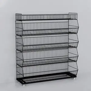 Commercial Supermarket Display Cart - 5-Tier Industrial Slanted Rolling Shelves Metal Storage Rack for Retail Store, Warehouse & Home Use, 110LBs/Tier Tool-Free Setup Commercial Supermarket Display Cart - 5-Tier Industrial Slanted Rolling Shelves Metal Storage Rack for Retail Store, Warehouse & Home Use, 110LBs/Tier Tool-Free Setup