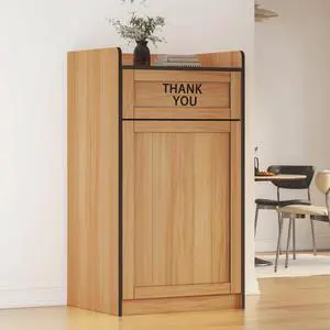 Restaurant Trash Can Cabinet, 40 Gallon Wooden Commercial Trash Cans and Garbage Receptacle with Tray Holder, Large Trash Cabinet for Restaurant, Kitchen, Office, Wood Color Restaurant Trash Can Cabinet, 40 Gallon Wooden Commercial Trash Cans and Garbage Receptacle with Tray Holder, Large Trash Cabinet for Restaurant, Kitchen, Office, Wood Color