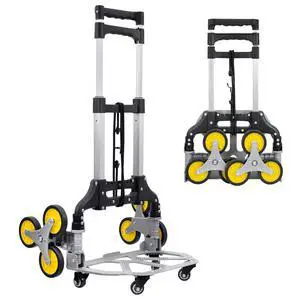 Stair Climber Hand Truck Dolly with Tri-Wheel Design, 154 lb Capacity, Foldable Steel Frame, Adjustable Handle, Rubber Wheels, Pre-Assembled for Stair and Flat Use Stair Climber Hand Truck Dolly with Tri-Wheel Design, 154 lb Capacity, Foldable Steel Frame, Adjustable Handle, Rubber Wheels, Pre-Assembled for Stair and Flat Use