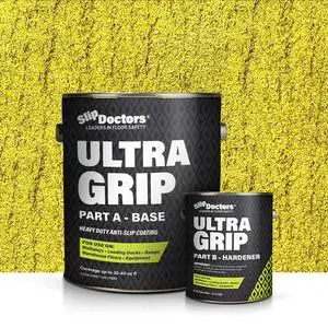 Ultra Grip Extra High Traction (Regular, Yellow) Non-Skid Paint for Industrial Surfaces, Gallon, Two-Part Epoxy Ultra Grip Extra High Traction (Regular, Yellow) Non-Skid Paint for Industrial Surfaces, Gallon, Two-Part Epoxy