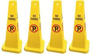 Four Sided Traffic Cone No Parking Sign Floor Standing Yellow (Pack of 4) Four Sided Traffic Cone No Parking Sign Floor Standing Yellow (Pack of 4)