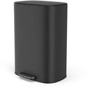 Black 13 Gallon Stainless Steel Foot Pedal Large Trash Can with Soft Close Quiet Lid, Stainless Steel Thickened Body Oval Garbage Can with 30 Garbage Bags for Kitchen, Commercial, Home, Office Black 13 Gallon Stainless Steel Foot Pedal Large Trash Can with Soft Close Quiet Lid, Stainless Steel Thickened Body Oval Garbage Can with 30 Garbage Bags for Kitchen, Commercial, Home, Office