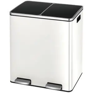 Dual Trash Can, 2 x 8 Gallon (2 x 30 L) Hands-Free Trash and Recycle Bin Combo, Stainless Steel Kitchen Garbage Can with Soft-Close Lid, Removable Inner Buckets, Step Pedal, Airtight (White) Dual Trash Can, 2 x 8 Gallon (2 x 30 L) Hands-Free Trash and Recycle Bin Combo, Stainless Steel Kitchen Garbage Can with Soft-Close Lid, Removable Inner Buckets, Step Pedal, Airtight (White)