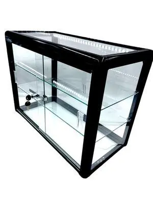 Counter Top Glass Display Showcase with Option for LED Lights -White and Black (Black) Counter Top Glass Display Showcase with Option for LED Lights -White and Black (Black)