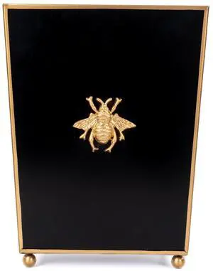 Regency Line, Square Wastebasket & Garbage Bin, Gold Trim & Finish, Round Gold Feet, Hand-Painted, Metal, Trash Bin for Bedroom, Office, Bathroom, 9" x 9 x 12 (Black, Gold Bee) Regency Line, Square Wastebasket & Garbage Bin, Gold Trim & Finish, Round Gold Feet, Hand-Painted, Metal, Trash Bin for Bedroom, Office, Bathroom, 9" x 9 x 12 (Black, Gold Bee)