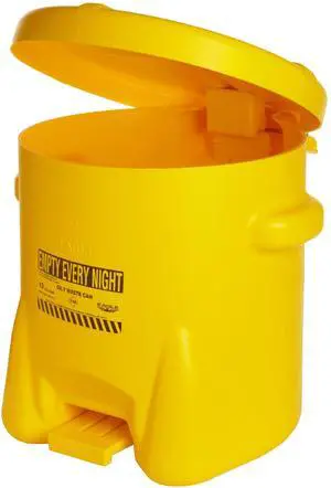 935FLY Oily Waste Polyethylene Safety Can with Foot Lever, 10 Gallon Capacity, Yellow 935FLY Oily Waste Polyethylene Safety Can with Foot Lever, 10 Gallon Capacity, Yellow