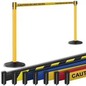 Prime 10' Long Outdoor Weather Resistant Retractable Belt Stanchion 2 Pk, 40 Tall Steel No-Tools Assembly Crowd Control Barriers, (Yellow Aluminum Post w/Caution-Do Not Enter Belt) Prime 10' Long Outdoor Weather Resistant Retractable Belt Stanchion 2 Pk, 40 Tall Steel No-Tools Assembly Crowd Control Barriers, (Yellow Aluminum Post w/Caution-Do Not Enter Belt)