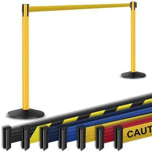 Prime 10' Long Outdoor Weather Resistant Retractable Belt Stanchion 2 Pk, 40 Tall No-Tools Assembly Crowd Control Barriers (Yellow Alumnium Post w/Yellow Belt) Prime 10' Long Outdoor Weather Resistant Retractable Belt Stanchion 2 Pk, 40 Tall No-Tools Assembly Crowd Control Barriers (Yellow Alumnium Post w/Yellow Belt)