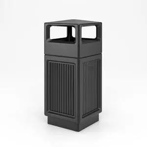 Canmeleon Outdoor-Indoor Recessed Panel Trash Can with Ash Urn 9478BL, Black, Decorative Fluted Panels, 15 Gallon Capacity Canmeleon Outdoor-Indoor Recessed Panel Trash Can with Ash Urn 9478BL, Black, Decorative Fluted Panels, 15 Gallon Capacity