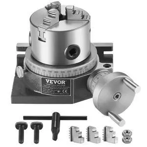 Rotary Table for Milling Machines, 4''/ 100 mm, Horizontal Vertical Model Precision Milling Rotary Table, with 3.1''/80 mm 3-Jaw Chuck M10 T-Bolts Nuts, for Milling Engineering Indexing Tools Rotary Table for Milling Machines, 4''/ 100 mm, Horizontal Vertical Model Precision Milling Rotary Table, with 3.1''/80 mm 3-Jaw Chuck M10 T-Bolts Nuts, for Milling Engineering Indexing Tools