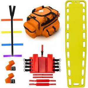Rescue Kit Comprehensive Emergency Support with Spine Board, Head Immobilizer, Trauma Bag & 10-Point Strap - Durable, Lightweight for First Responders, Yellow Rescue Kit Comprehensive Emergency Support with Spine Board, Head Immobilizer, Trauma Bag & 10-Point Strap - Durable, Lightweight for First Responders, Yellow