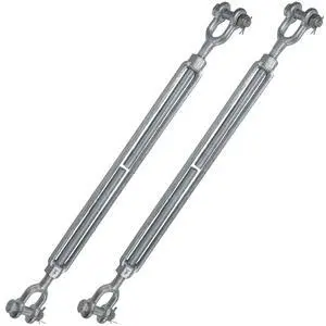 Jaw and Jaw Turnbuckles 1" x 12" (2-Pack), 10,000 LBS Working Load Limit, UNC Thread Hot-Dipped Galvanized Turnbuckle Heavy Duty for Wire Rope, in-Line Pulls & Tension Applications Jaw and Jaw Turnbuckles 1" x 12" (2-Pack), 10,000 LBS Working Load Limit, UNC Thread Hot-Dipped Galvanized Turnbuckle Heavy Duty for Wire Rope, in-Line Pulls & Tension Applications