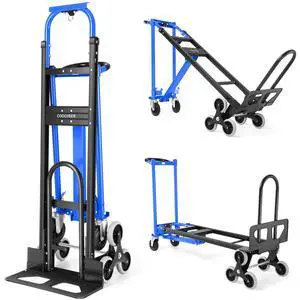 1000LBS Convertible Hand Truck, Heavy Duty Foldable Aluminum Stair Climbing Dolly with Solid Wheels for Moving/Office/Travel (Blue) 1000LBS Convertible Hand Truck, Heavy Duty Foldable Aluminum Stair Climbing Dolly with Solid Wheels for Moving/Office/Travel (Blue)