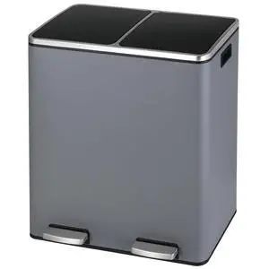 Dual Trash Can, 2 x 8 Gallon (2 x 30 L) Hands-Free Trash and Recycle Bin Combo, Stainless Steel Kitchen Garbage Can with Soft-Close Lid, Removable Inner Buckets, Step Pedal, Airtight (Grey) Dual Trash Can, 2 x 8 Gallon (2 x 30 L) Hands-Free Trash and Recycle Bin Combo, Stainless Steel Kitchen Garbage Can with Soft-Close Lid, Removable Inner Buckets, Step Pedal, Airtight (Grey)