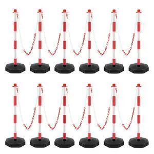 12 Pack Traffic Delineator Post Cones, Plastic Stanchion Post Set with Fillable Base and 5.4 Ft Chains, Traffic Control Warning Parking Lot for Parking Lot Construction, garages (Red&White) 12 Pack Traffic Delineator Post Cones, Plastic Stanchion Post Set with Fillable Base and 5.4 Ft Chains, Traffic Control Warning Parking Lot for Parking Lot Construction, garages (Red&White)